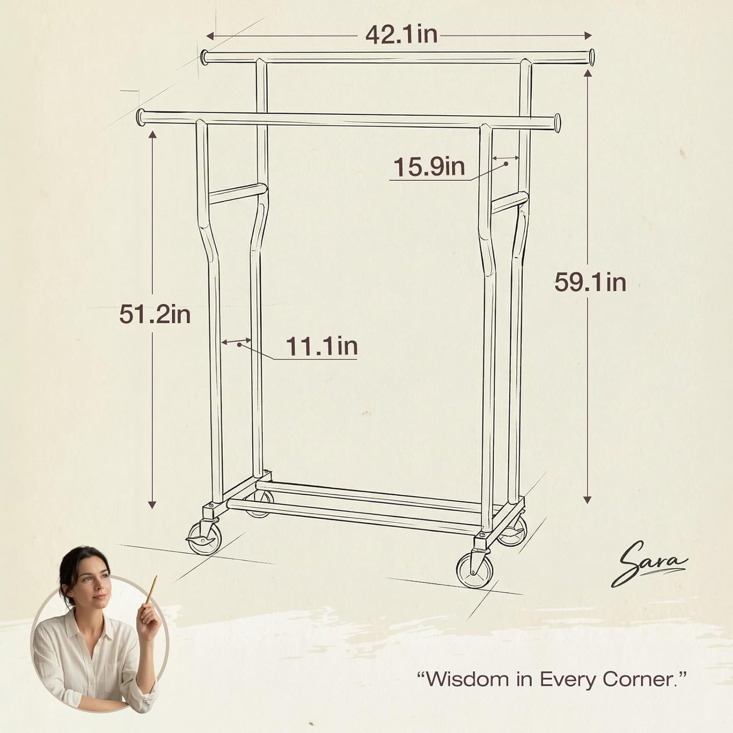 Double-Rod Clothing Rack