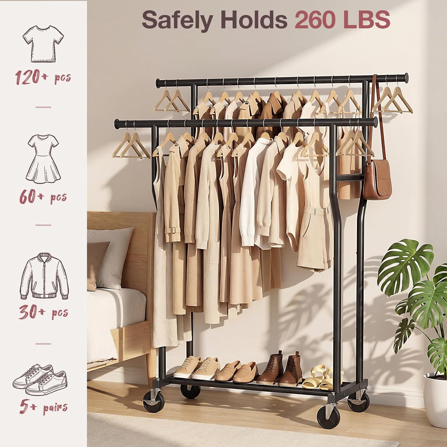 Double-Rod Clothing Rack