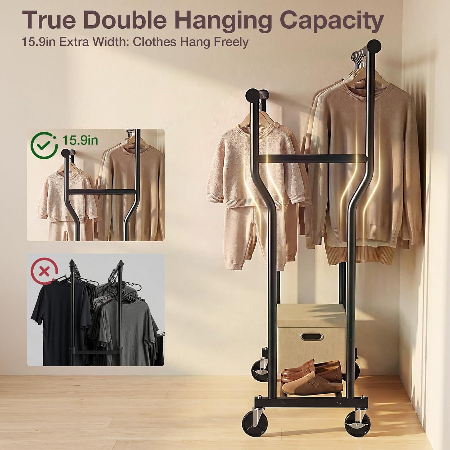 Double-Rod Clothing Rack
