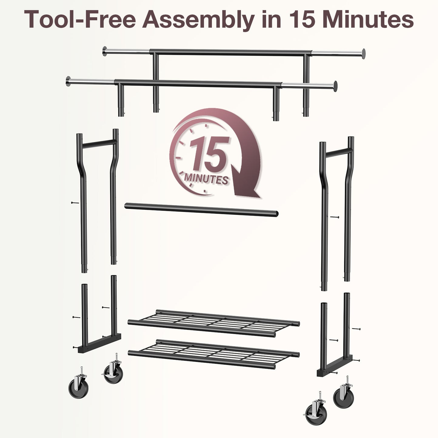 WATIOWL Extra-Large Heavy-Duty Clothes Rack