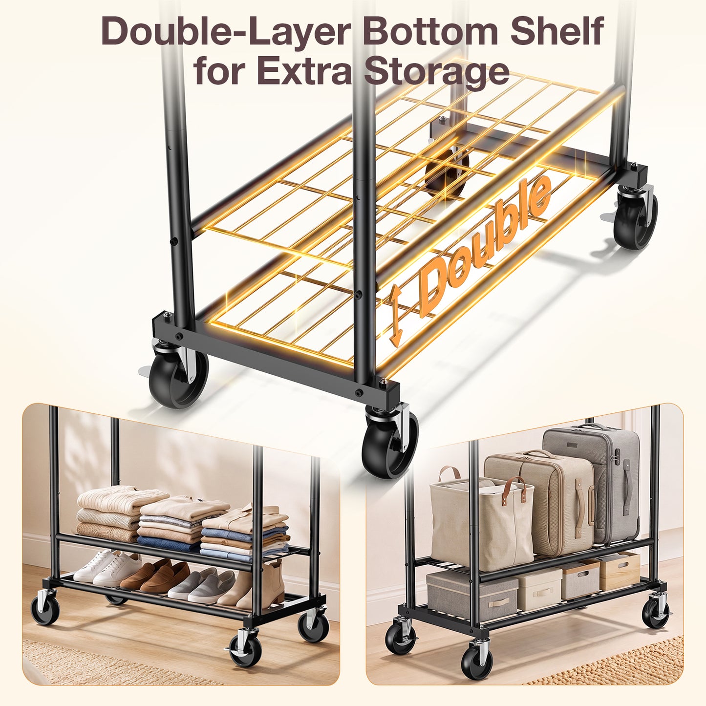 WATIOWL Extra-Large Heavy-Duty Clothes Rack