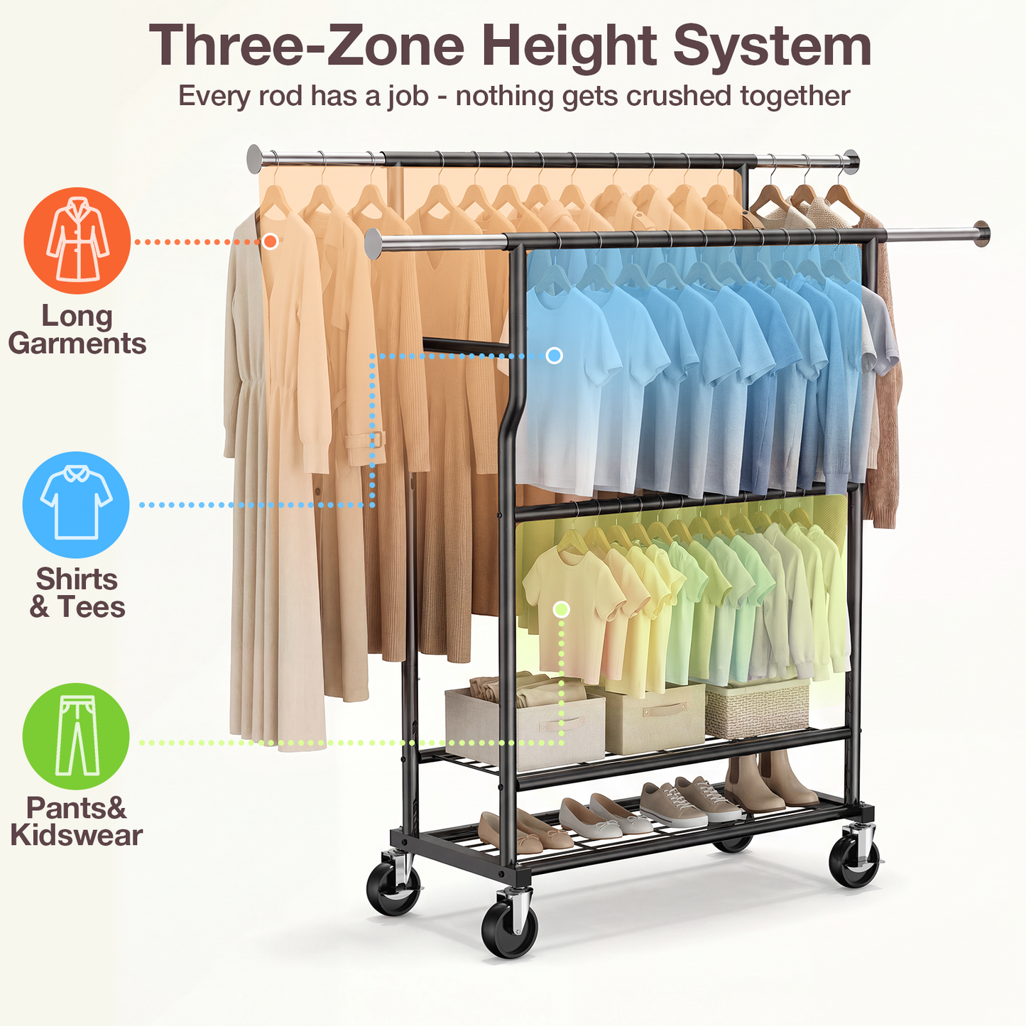 WATIOWL Extra-Large Heavy-Duty Clothes Rack