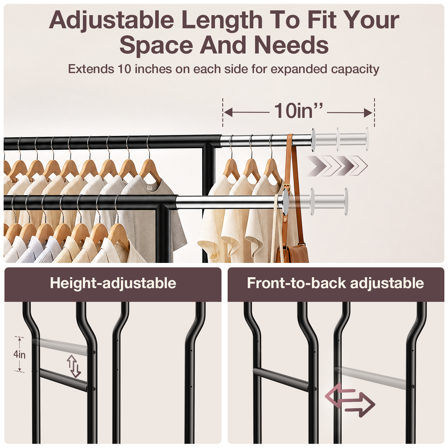 WATIOWL Extra-Large Heavy-Duty Clothes Rack